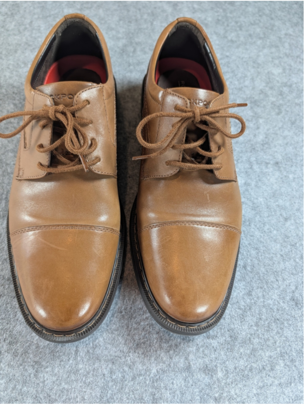 Rockport Tanner Men's Cap Toe Oxford Dress Shoes CI1076 Cognac Leather Size 9 M - Picture 10 of 14